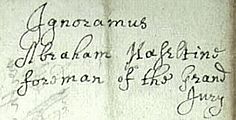Sample of the Scribal Hand of Abraham Haseltine